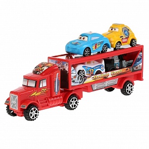 Трейлер инерционный с 4-мя машинками, разные цвета (B845722 (144)) (ассортимент)